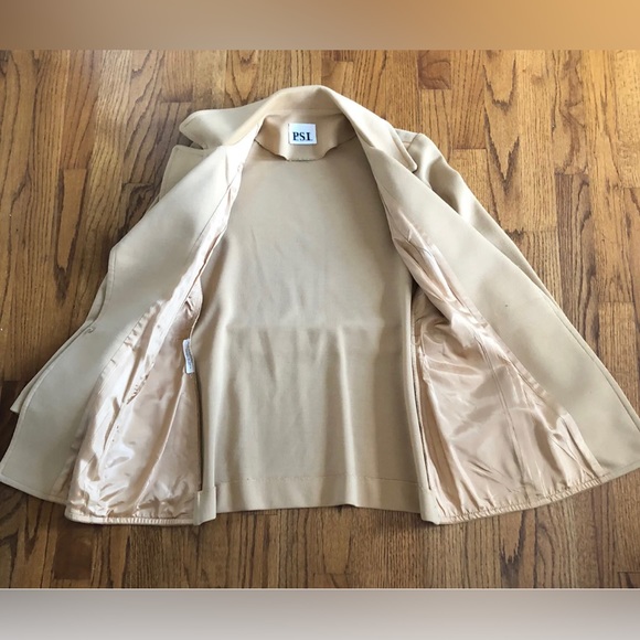 PSI Vintage Tan Suede Belted Women’s Wrap Nehru Jacket Coat 1970s Women’s S / M - Picture 4 of 11